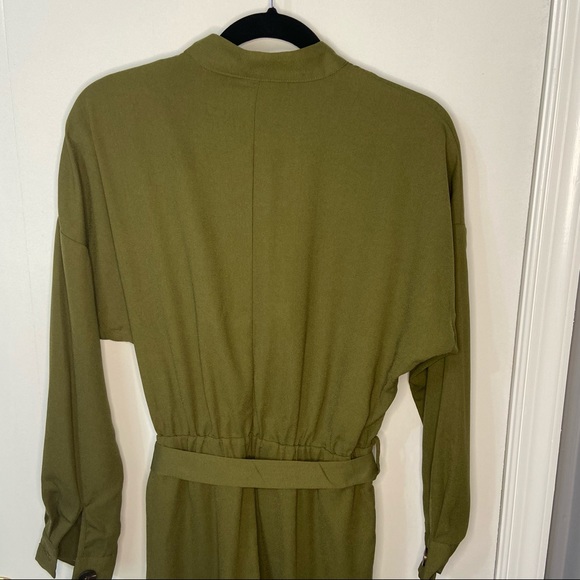 Drop Shoulder Asymmetrical Button Front Belted Jumpsuit - Picture 14 of 14